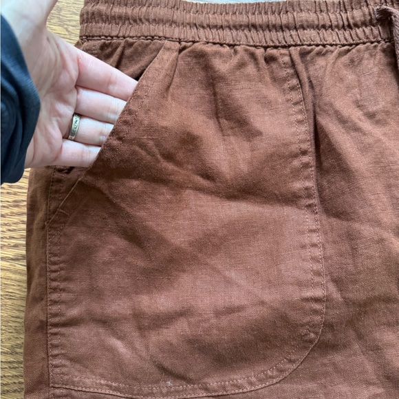 NWT QUINCE 100% Linen Shorts Summer Beach Coastal lightweight Boho Brown XL - Picture 3 of 5
